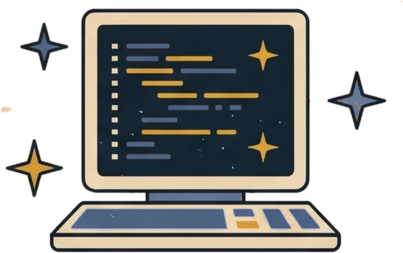 Ilustração de computador retrô com código